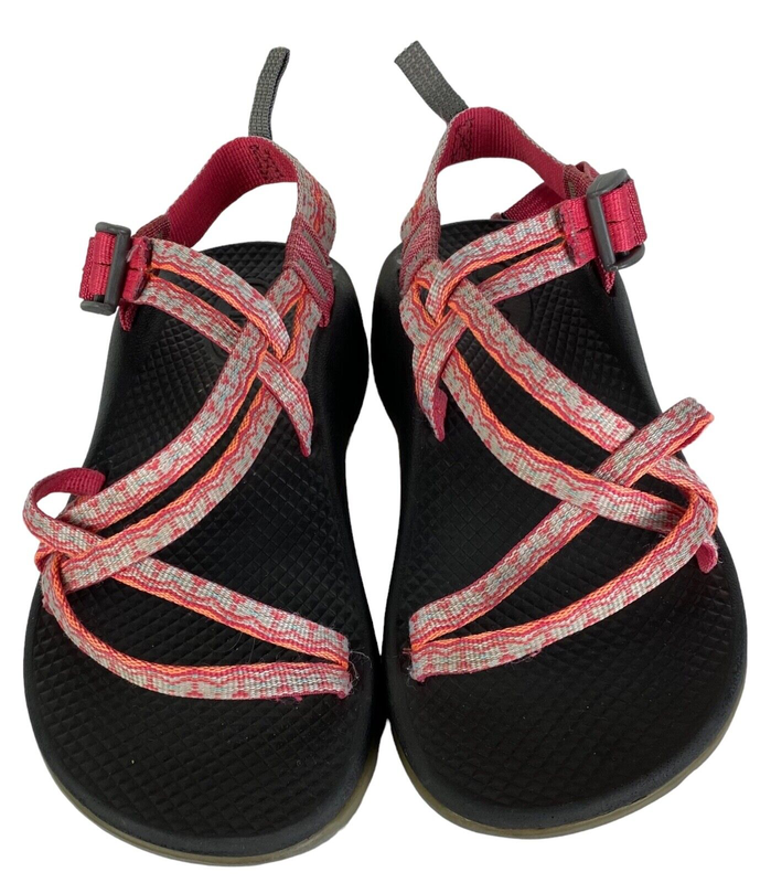 Chaco ZX/1 Sport Sandals Kids Girls Sz 4 Coral Gray Hiking Outdoor Waterproof Yy