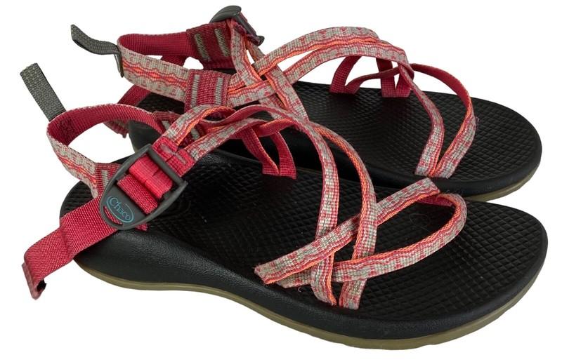 Chaco ZX/1 Sport Sandals Kids Girls Sz 4 Coral Gray Hiking Outdoor Waterproof Yy