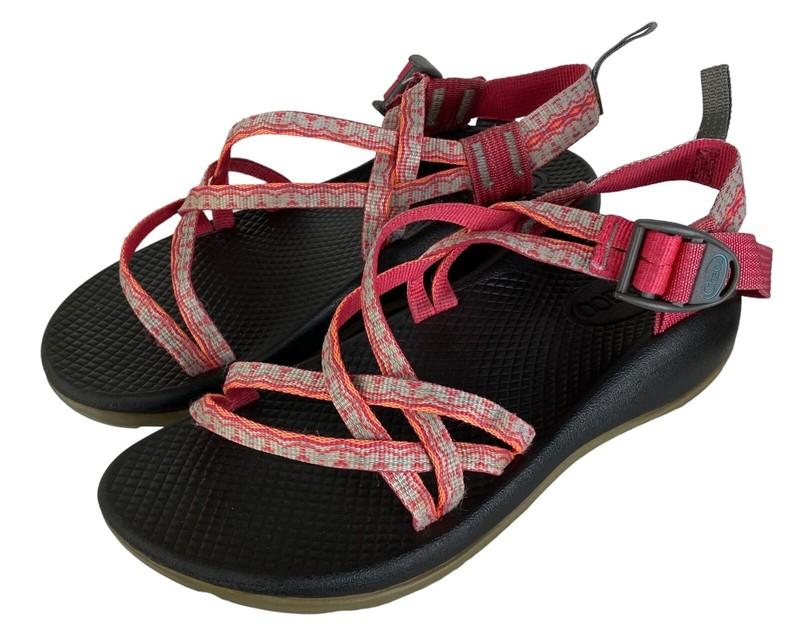 Chaco ZX/1 Sport Sandals Kids Girls Sz 4 Coral Gray Hiking Outdoor Waterproof yy