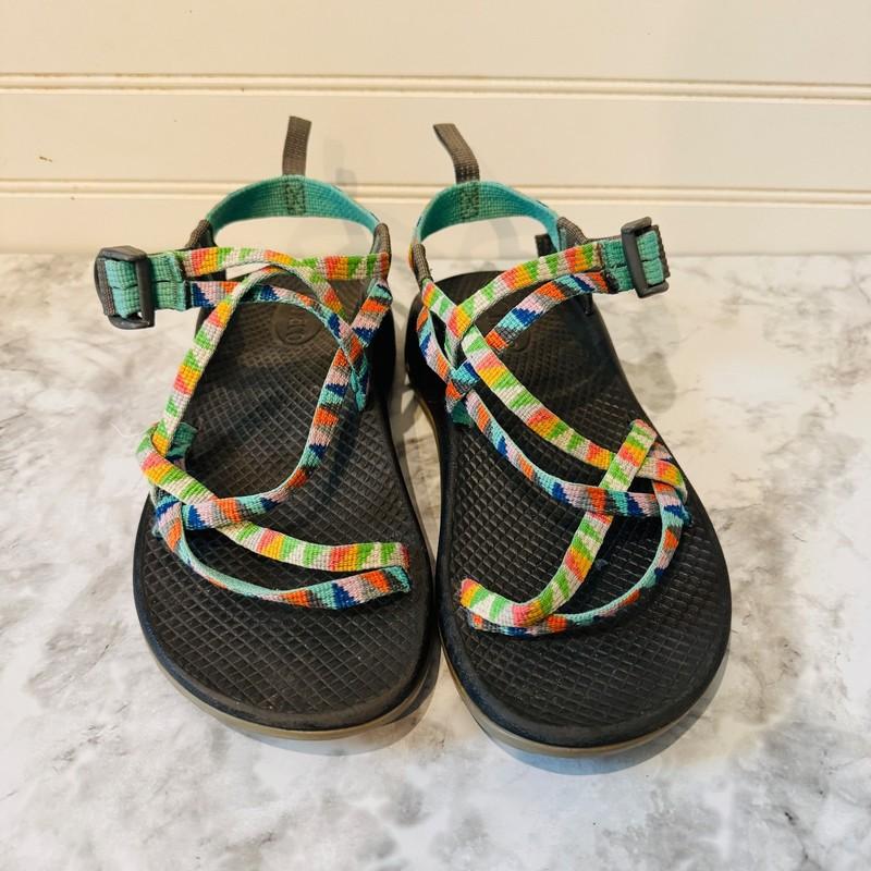Chaco ZX1 Girls EcoTread Hiking Sandal Multi-color Size 4 Rainbow Colorful Beach