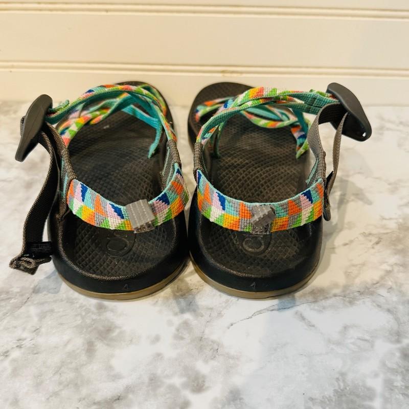 Chaco ZX1 Girls EcoTread Hiking Sandal Multi-color Size 4 Rainbow Colorful Beach