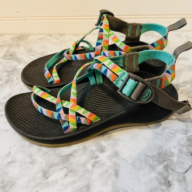 Chaco ZX1 Girls EcoTread Hiking Sandal Multi-color Size 4 Rainbow Colorful Beach