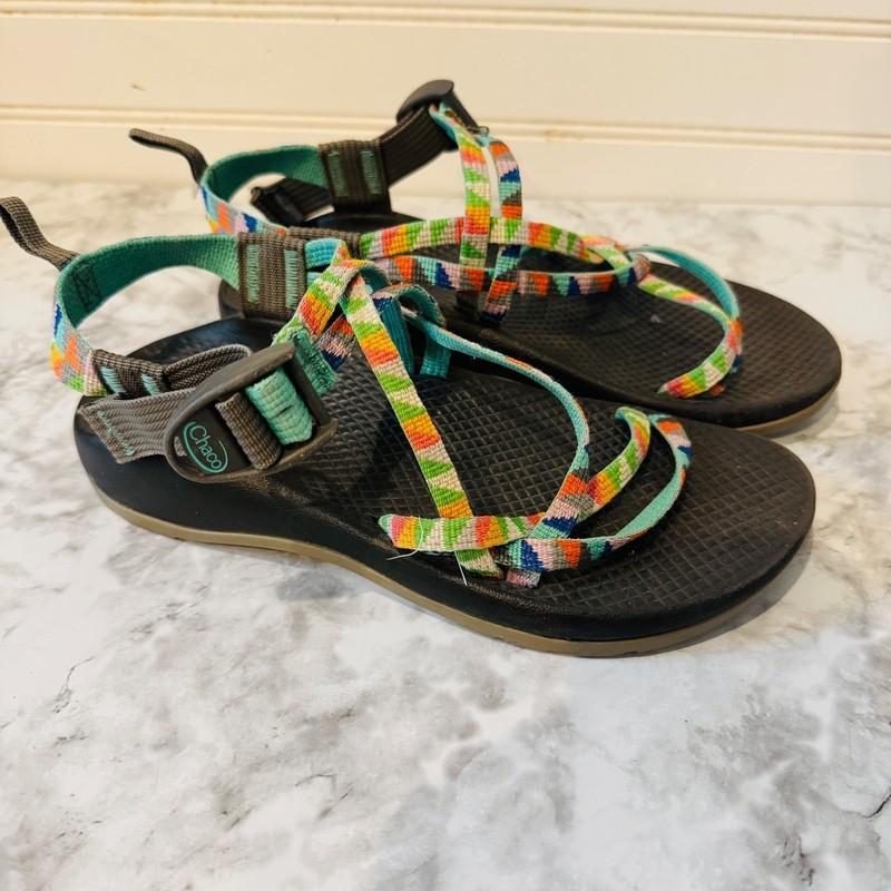 Chaco ZX1 Girls EcoTread Hiking Sandal Multi-color Size 4 Rainbow Colorful Beach