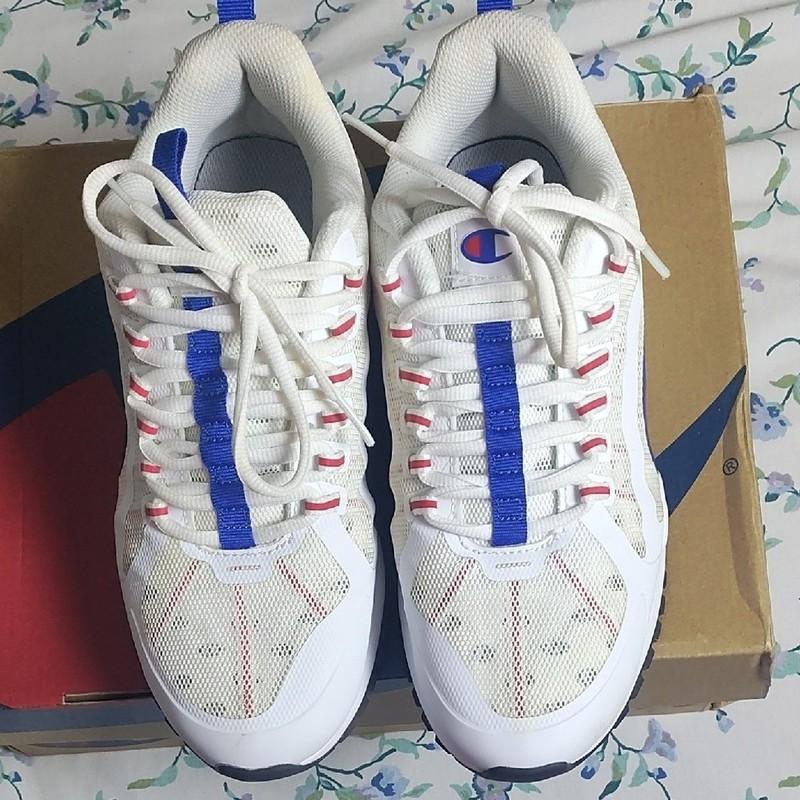 Champion White And Blue Sneakers With Athletic Design