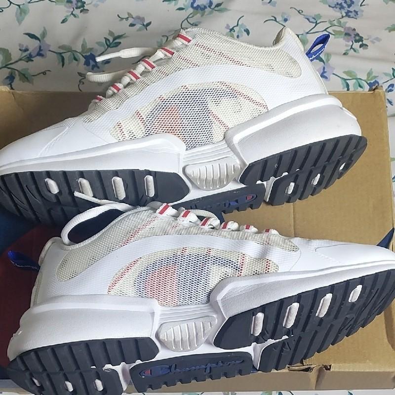 Champion White And Blue Sneakers With Athletic Design