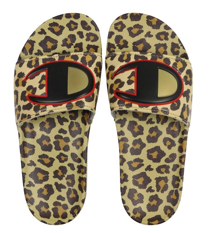 CHAMPION Women's IPO Print Slide Sandals Sz 6 Black Leopard CPS10468W