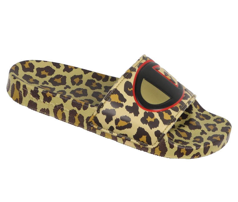 CHAMPION Women's IPO Print Slide Sandals sz 6 Black Leopard CPS10468W