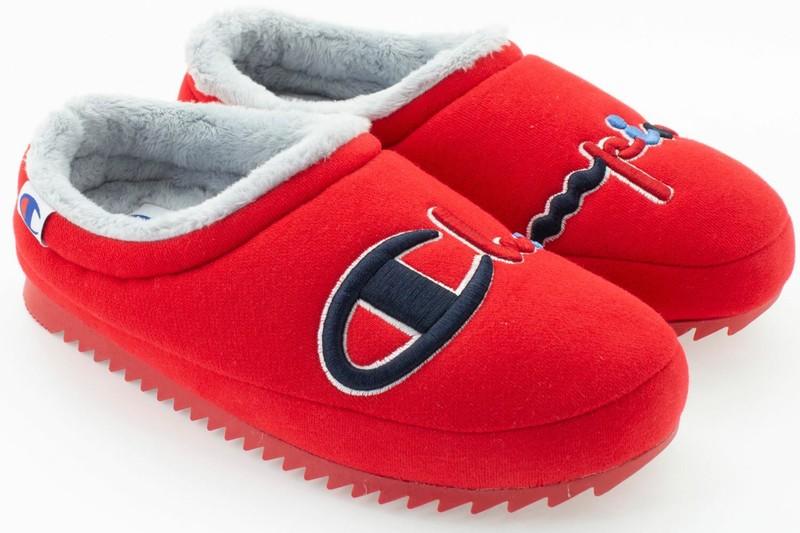 Champion Women's Shuffle Script Scarlet Red Slip On Slippers Size 6