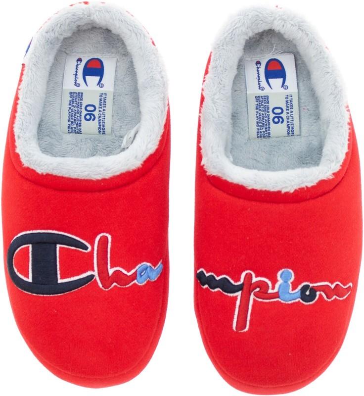 Champion Women's Shuffle Script Scarlet Red Slip on Slippers Size 6