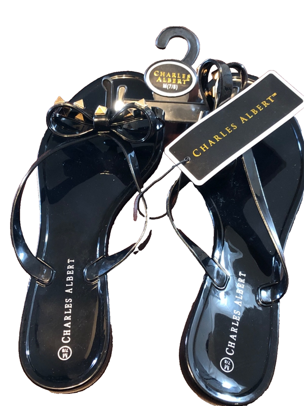 Charles Albert black jelly studded sandals women’s shoe size M 7-8