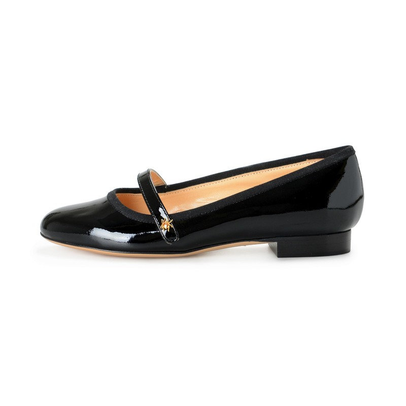 Charlotte Olympia Girls "INCY MARY-JANE" Black Patent Leather Ballet Flats Shoes