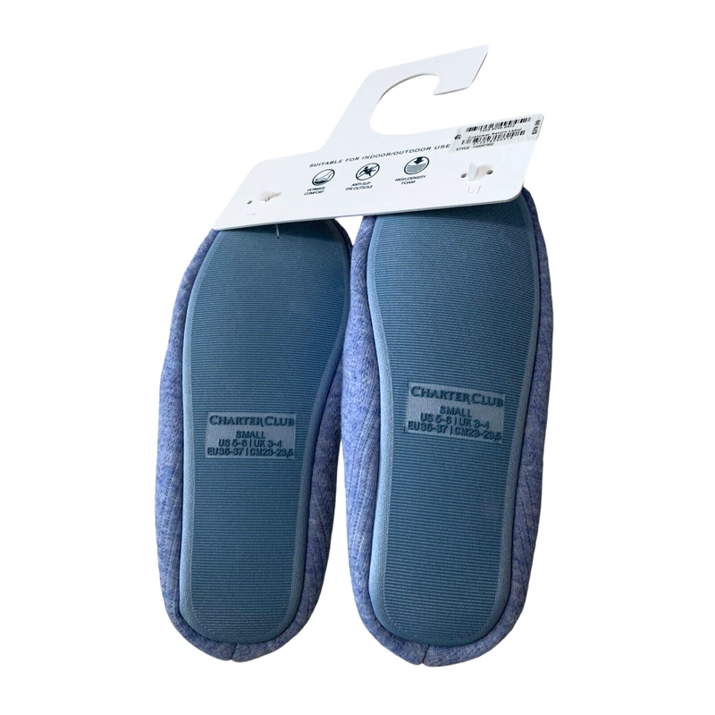 Charter Club Women's Pointelle Closed-Toe Memory Foam Slippers Blue S/M/L/XL