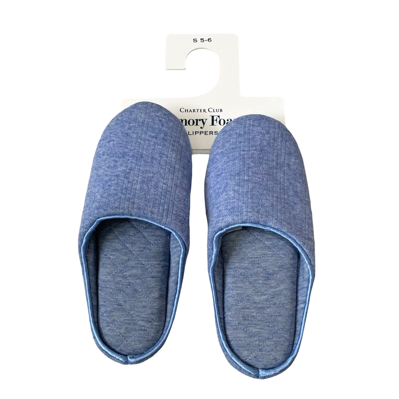 Charter Club Women's Pointelle Closed-Toe Memory Foam Slippers Blue S/M/L/XL