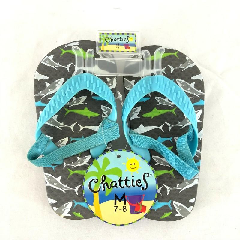 Chatties Toddler Boys Flip Flop Sandals Sharks Slingback Blue Gray Size M 7-8