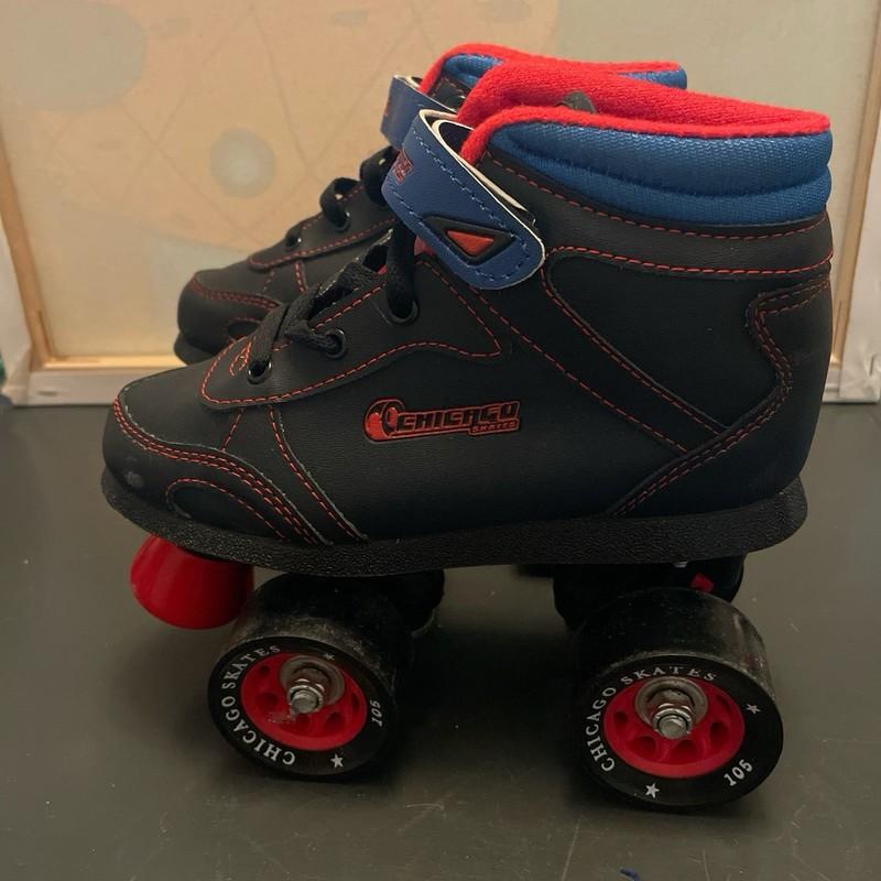 Chicago Skates Kids Boys Sidewalk Quad Rollerskates Black With Red Wheels Size 1