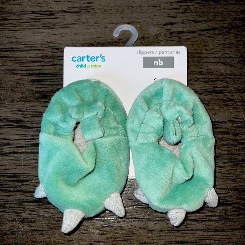 Child Of Mine Carter’s Newborn Slippers Green Dinosaur Baby Infant Soft
