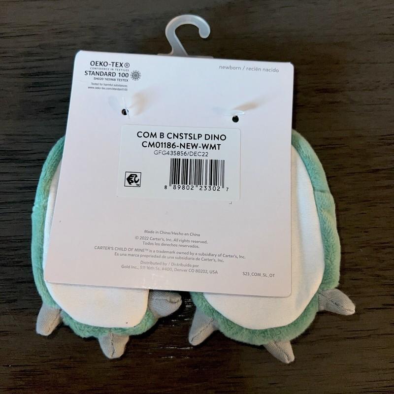 Child Of Mine Carter’s Newborn Slippers Green Dinosaur Baby Infant Soft