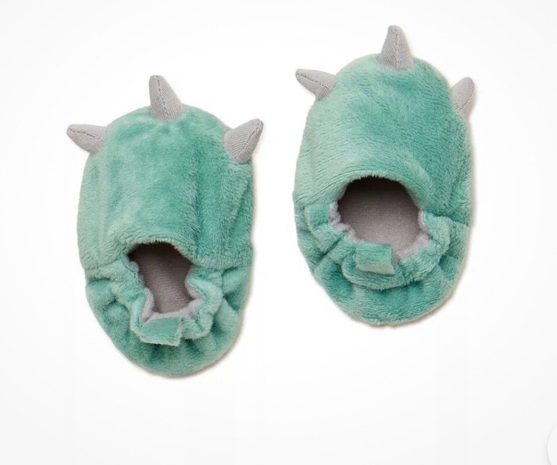 Child Of Mine Carter’s Newborn Slippers Green Dinosaur Baby Infant Soft