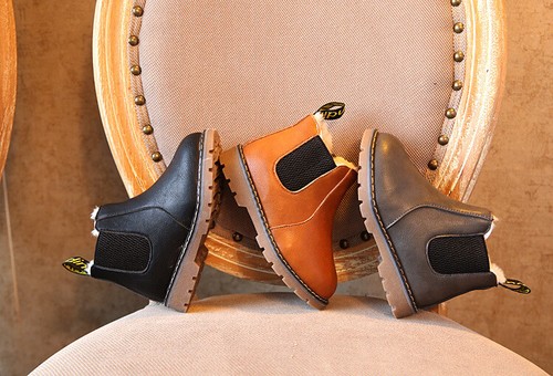 Children Boys Girls Winter Warm Fur Lined Shoes Ankle Boots Kids Chelsea Shoes