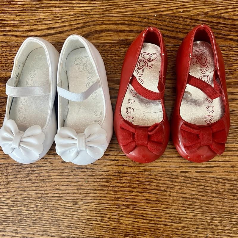 Children’s Place Toddler Dress Shoes Slip On Ballet Flats White And Red Size