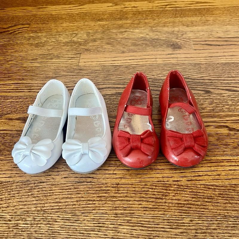 Children’s Place toddler dress shoes slip on ballet flats white and red size