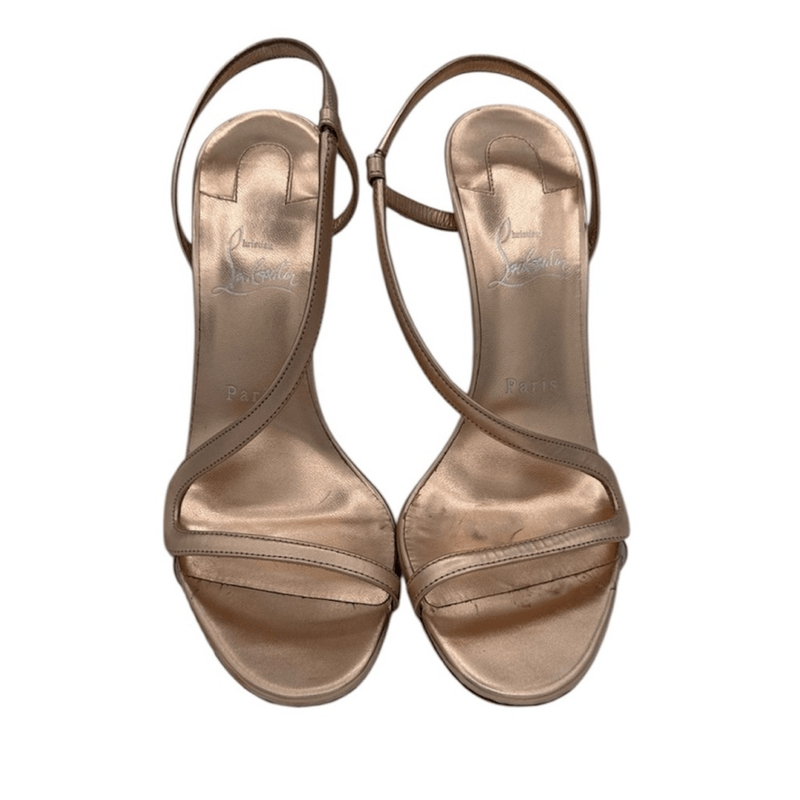 Christian Louboutin Rose Gold 100MM Spechhio Leather Heels Size 10