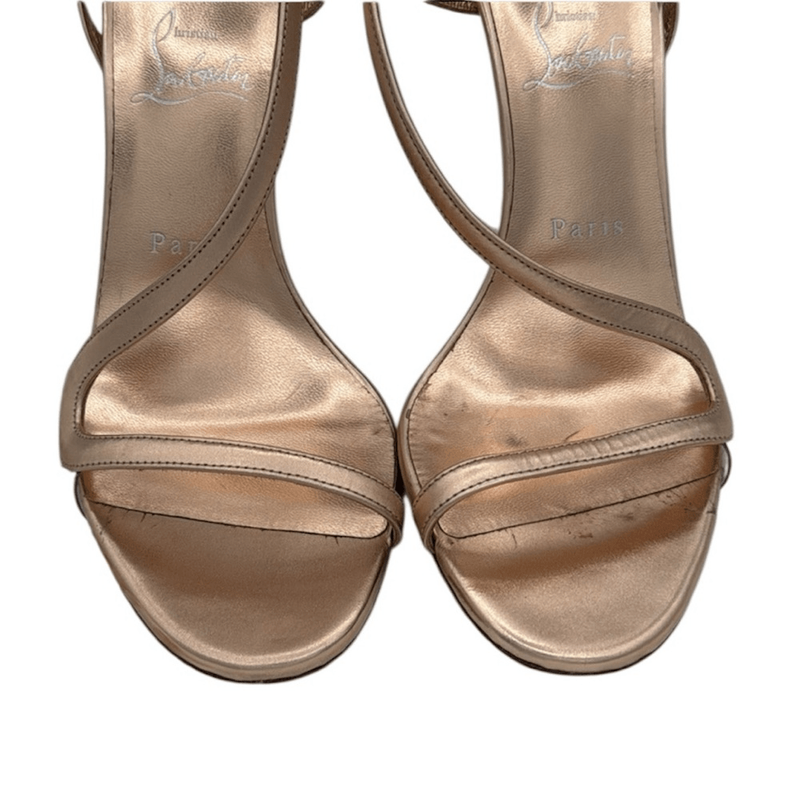 Christian Louboutin Rose Gold 100MM Spechhio Leather Heels Size 10