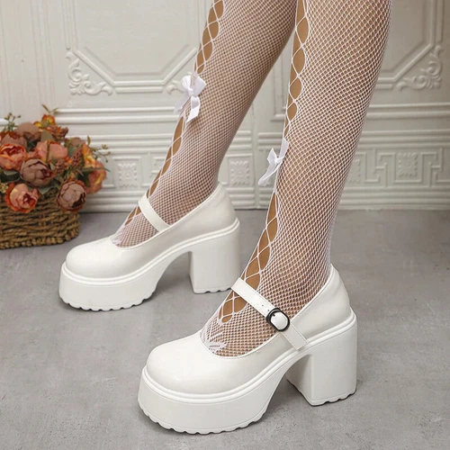 Chunky Platform Mary Jane Shoes High Heels Pumps New Sweet Thick Heel Party Shoe