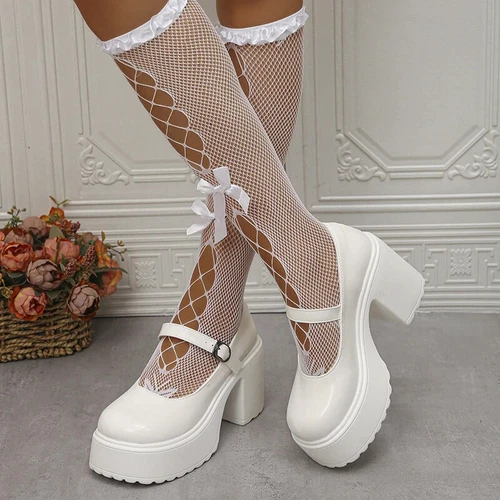 Chunky Platform Mary Jane Shoes High Heels Pumps New Sweet Thick Heel Party Shoe