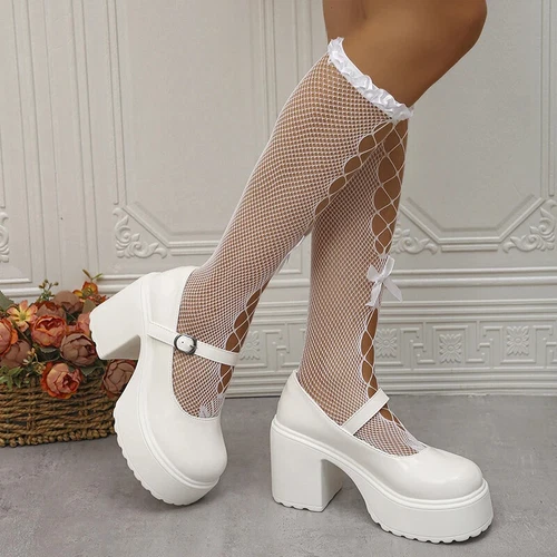 Chunky Platform Mary Jane Shoes High Heels Pumps New Sweet Thick Heel Party Shoe