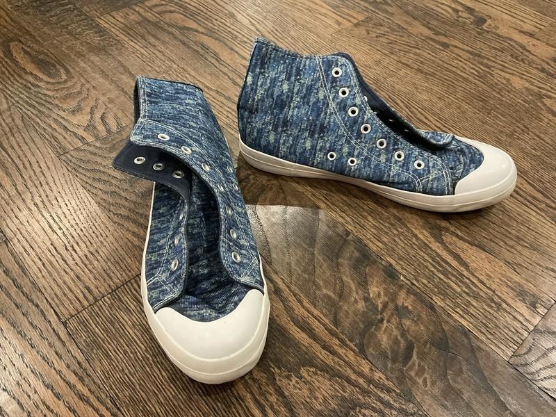 City Steps High Top Sneakers Lace Up Blue/White Girls/Women Size 10 No Laces