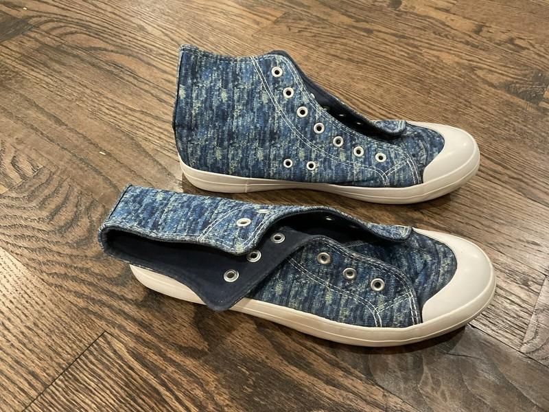 City Steps High Top Sneakers Lace Up Blue/White Girls/Women Size 10 No Laces