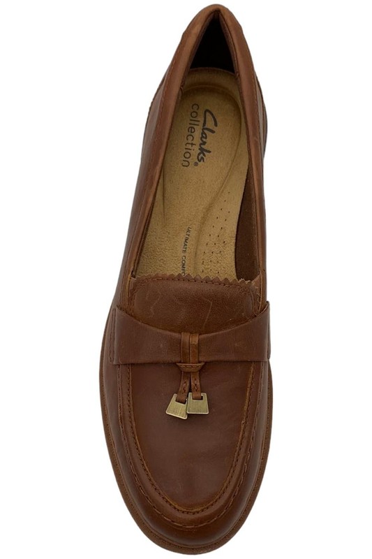 Clarks Collection Leather Loafer W. Tassel Westlynn Bella Tan Leather