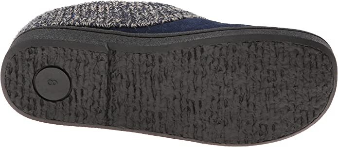 Clarks Navy Knitted Collar Winter Clog Rounded Closed Toe Slipper-Wide