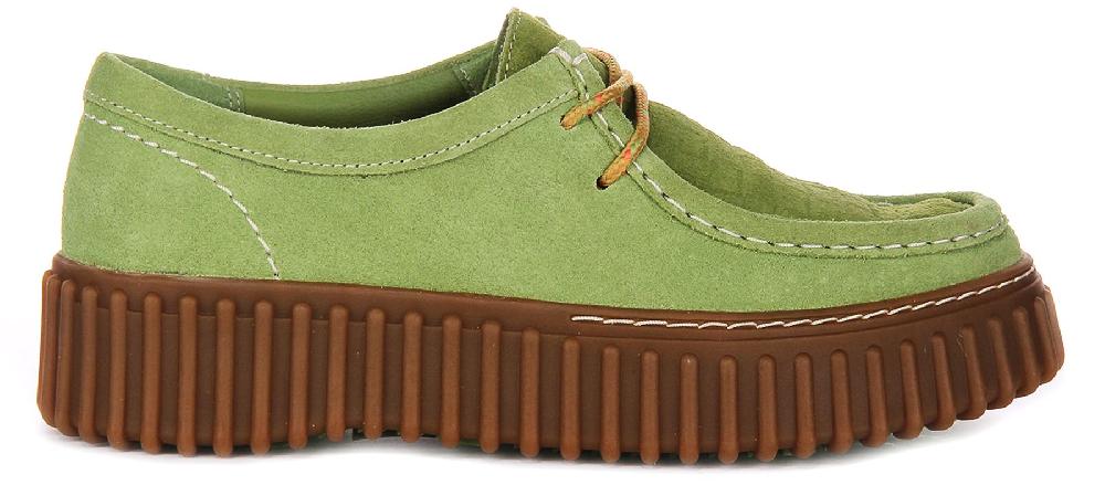 Clarks Torhill Bee Chunky Suede Lace Up Moccasin Womens Shoe In Olive US 6 - 11