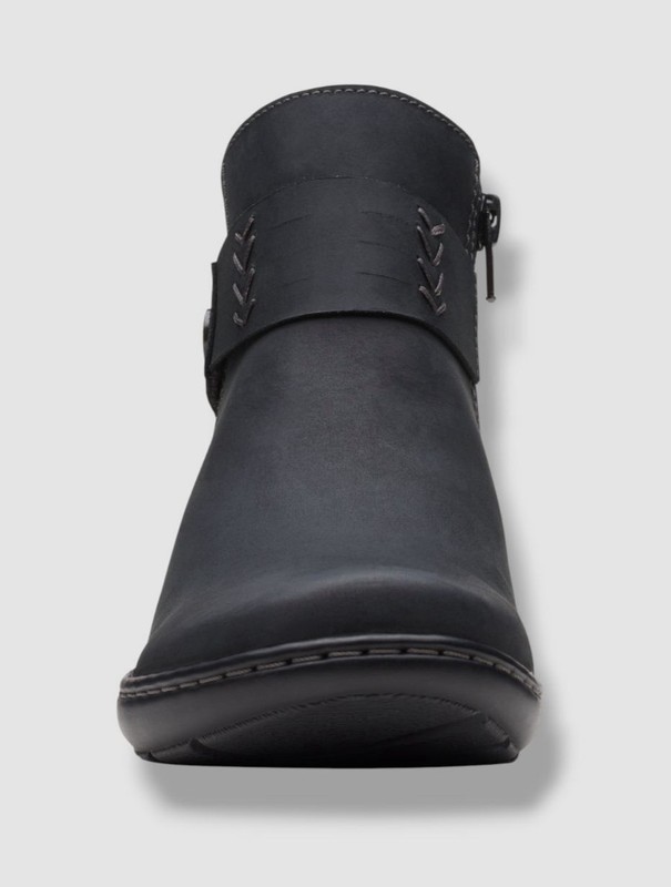 Clarks Women's Black Cora Rae Button Strap Ankle Booties Shoes Size 6