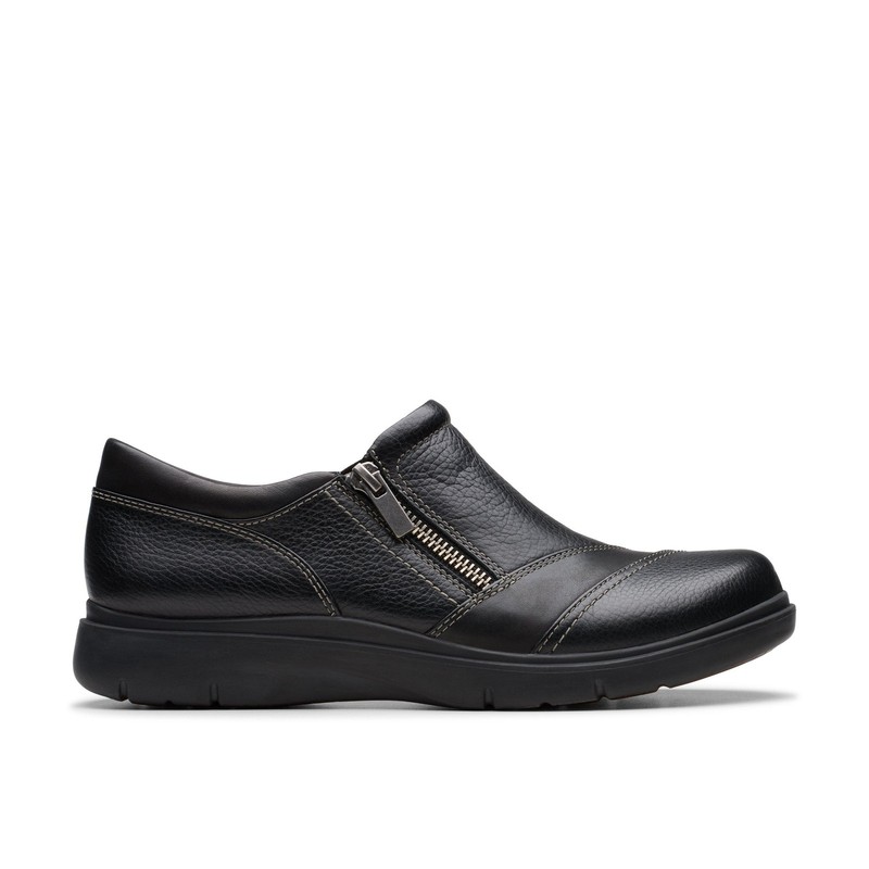 Clarks Womens Certina Pure Black Leather Casual Shoes