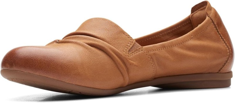 Clarks Womens Rena Way Ballet Flat Tan Leather 26168812