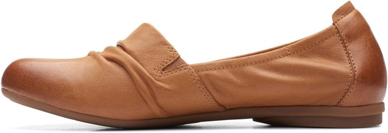Clarks Womens Rena Way Ballet Flat Tan Leather 26168812