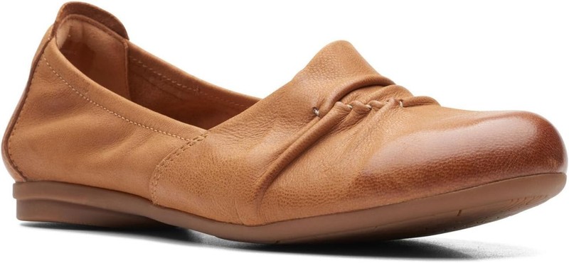 Clarks Womens Rena Way Ballet Flat Tan Leather 26168812