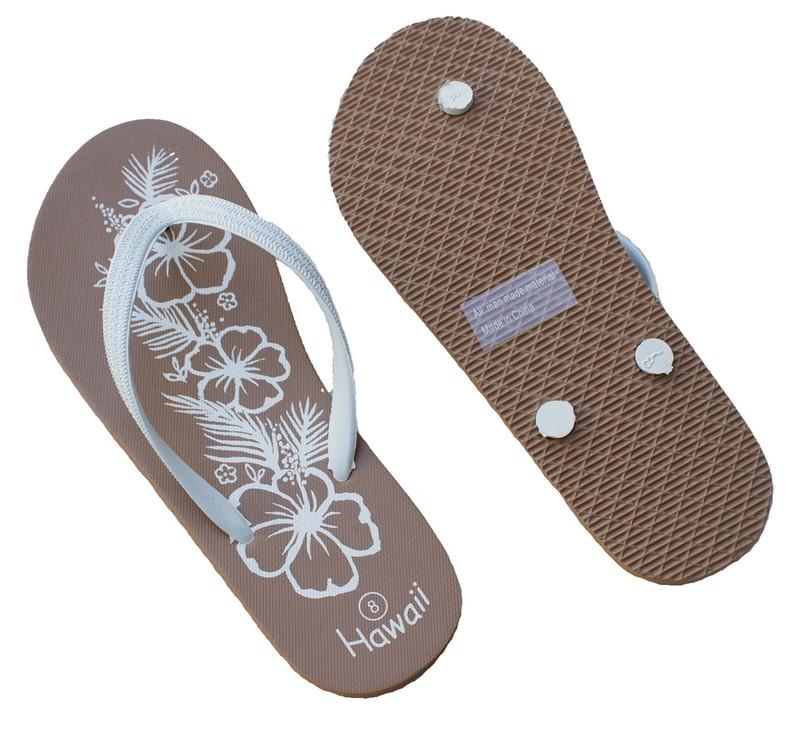 Clearance Sale Women's Hawaii Hibiscus Flower Flip-flop Brown Sandal Flip Flop
