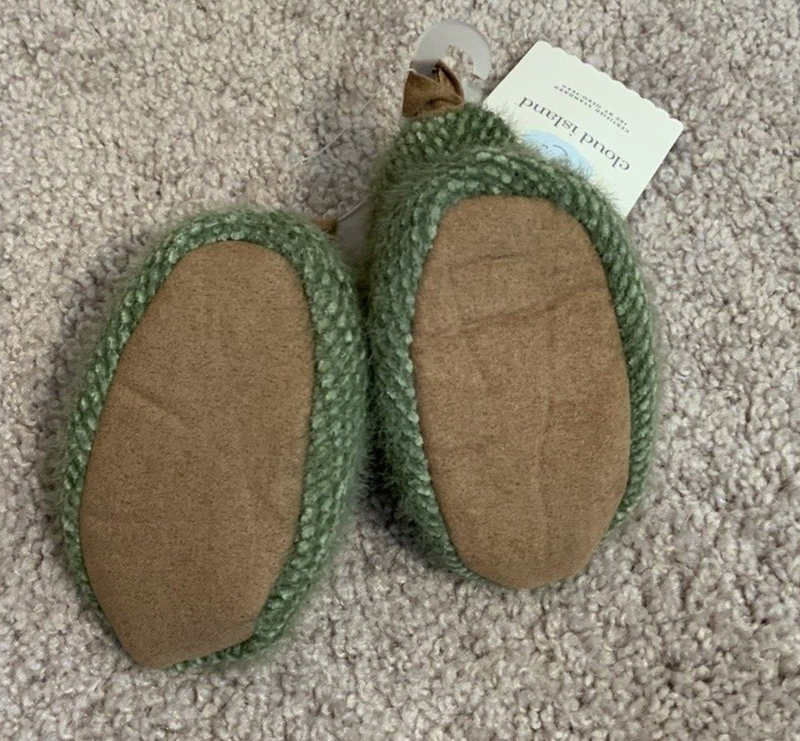 Cloud Island Infant Baby Olive Green Slippers Booties Size 3-6M