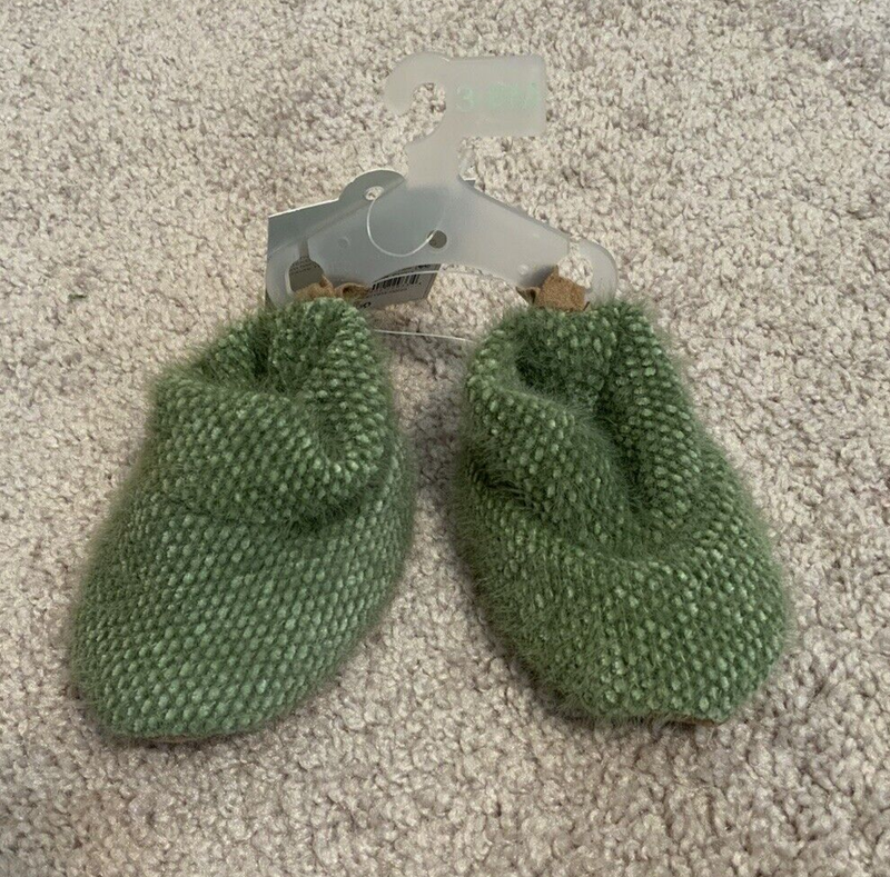 Cloud Island Infant Baby Olive Green Slippers Booties Size 3-6M