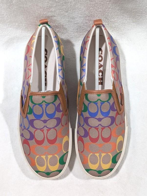 Coach Skate Pride Rainbow Signature Men's Slip On Sneakers (CA284) Sz 10.5/11.5