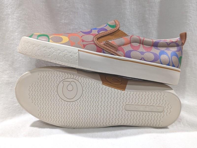 Coach Skate Pride Rainbow Signature Men's Slip On Sneakers (CA284) Sz 10.5/11.5