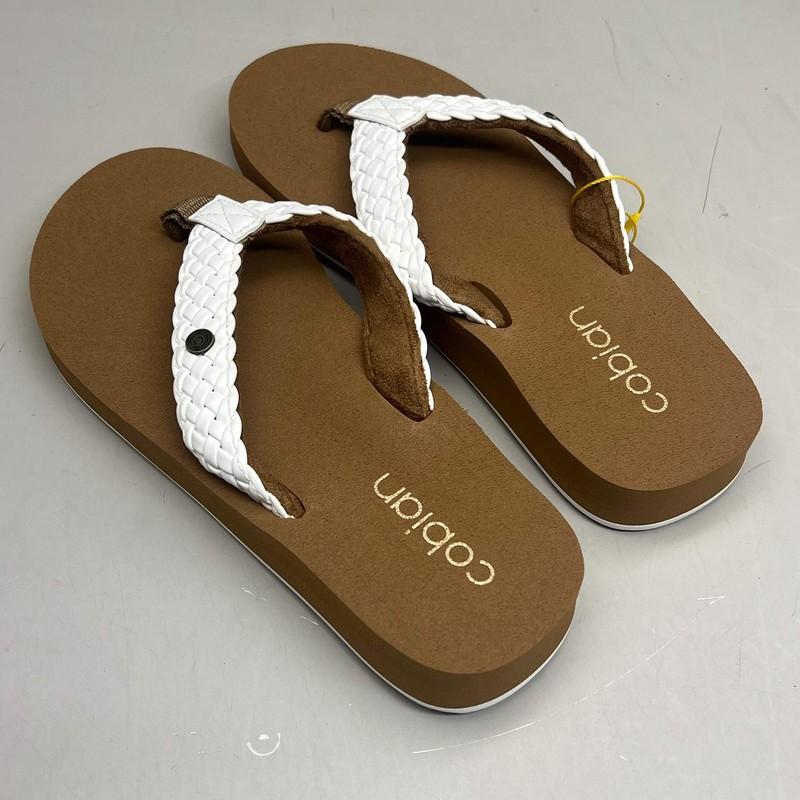 COBIAN Braided Bounce Synthetic Leather Sandals Women's Sz 9 EU 39.5 White BRB10