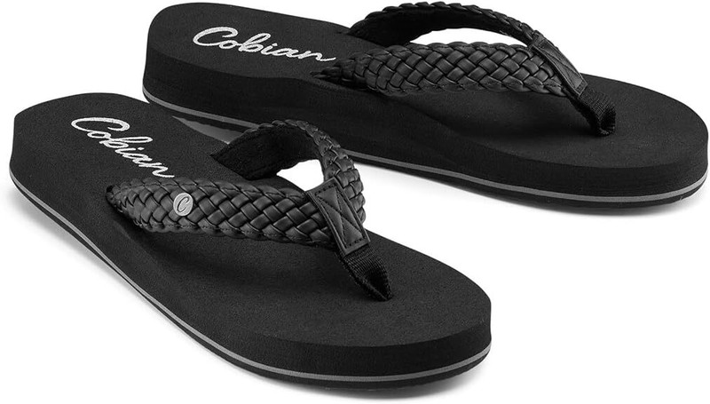 Cobian Braided Bounce Womens Size 6 Black Synthetic Flip Flops Sandals Shoes