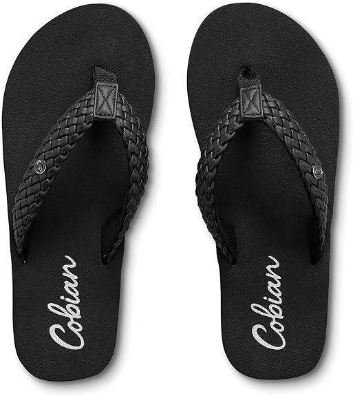 Cobian Braided Bounce Womens Size 6 Black Synthetic Flip Flops Sandals Shoes
