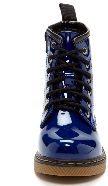 Coco Jumbo Royal Blue Patent Jane Boots Big Girls Size 4.5-7 Y