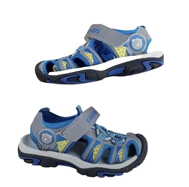 Coga Blue & Grey Kids Closed Toe Sandals Little Boy Size 1.5